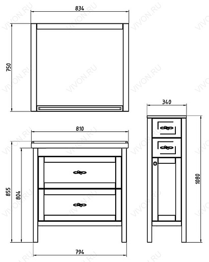 ASB-Woodline Зеркало для ванной Римини 80 бук тироль, массив ясеня – фотография-6