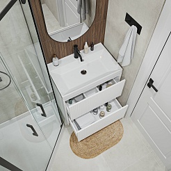 Vivon Тумба с раковиной Kristi 70 белая матовая рифленая – фотография-7