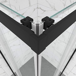 Triton Душевой уголок Фикс-Блэк 120x90 стекло прозрачное профиль черный матовый – фотография-9