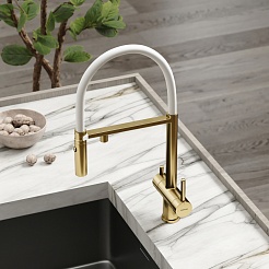 Sancos Смеситель для кухни Imola SC4010BG PVD покрытие брашированное золото – фотография-2