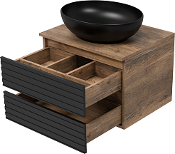 Brevita Мебель для ванной Dakota 60 подвесная дуб галифакс олово/черный кварц – фотография-5