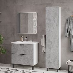 Volna Шкаф пенал Twing 40 белый/бетон – фотография-7