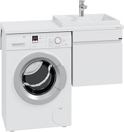 СанТа Мебель для ванной под стиральную машину Марс 110 R 1 ящик подвесная белая – фотография-5