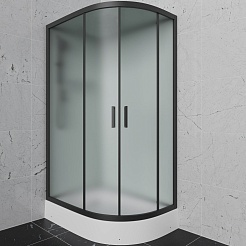 Frank Душевая кабина F412/1L M Black без крыши профиль черный стекло матовое – фотография-1