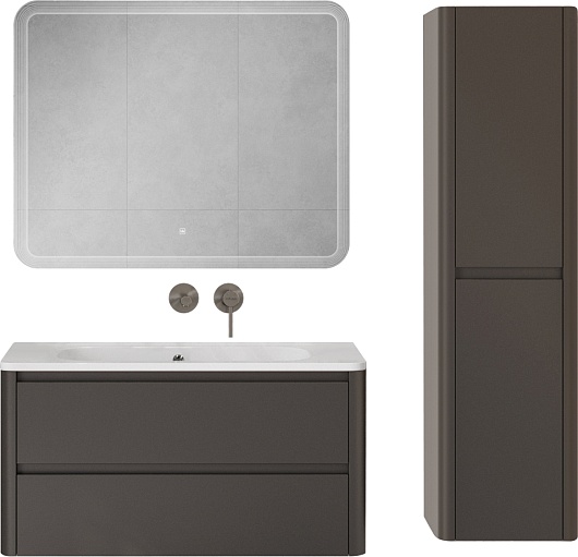 Cezares Тумба с раковиной без отверстия под смеситель Relax 100 подвесная оружейная сталь – фотография-18