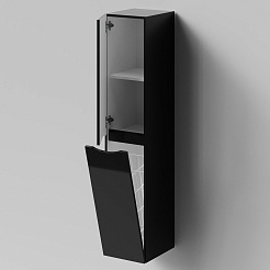 Водолей Шкаф пенал подвесной Лайт 30 L с б/к черный – фотография-3