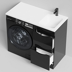 Водолей Мебель для ванной под стиральную машину Смайл 100 R черная – фотография-7