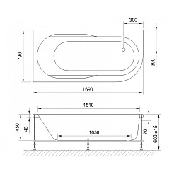 BellSan Акриловая ванна Амира 170x80 R – фотография-3