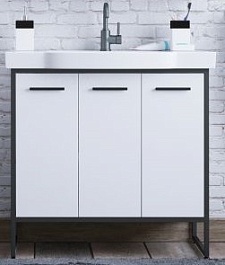 Corozo Тумба с раковиной Айрон 90, черный/белый – фотография-1