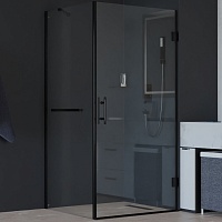 RGW Душевой уголок Hotel HO-045-1B (HO-011B + Z-060-2B + O-204B) 70x100 профиль черный стекло прозрачное