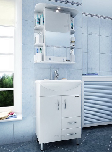 СанТа Мебель для ванной Уют Герда 55 свет, с ящиками – фотография-2