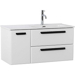 BelBagno Мебель для ванной Eco Cer-N 100-1 R bianco lucido CZR-8095-100-R ручки матовые чёрные – фотография-5