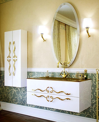 Clarberg Шкаф-пенал "Due Amanti 50" белый, ручки золото – картинка-3