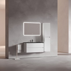 Sancos Тумба с раковиной Libra 100 белый глянец раковина Element 101 CN7003MB – фотография-4