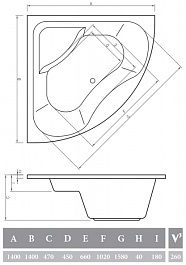 Alpen Акриловая ванна Indiana 140х140  – фотография-3
