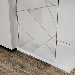 Azario Душевая перегородка Walk-in 120/195 стекло графический принт профиль матовый графит – фотография-7