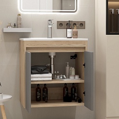 Teymi Тумба с раковиной Netta 60 подвесная дуб/графит – фотография-6