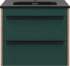 Brevita Мебель для ванной Greenwood 60 подвесная зеленая матовая/дуб галифакс олово – фотография-4