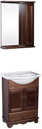 Bas Мебель для ванной Варна 60 орех, ящик, зеркало-шкаф – фотография-1