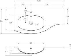 Cezares Тумба с раковиной Vague 104 L bianco lucido – фотография-9