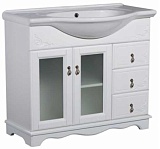 Bas Тумба под раковину Варна 85 белый, вставки стекло, 3 ящика