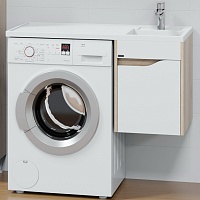 СанТа Тумба с раковиной под стиральную машину Сатурн 100 R подвесная белая/дуб австрийский