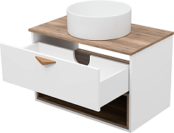 Brevita Мебель для ванной Bergen 80 подвесная дуб галифакс олово/белая – фотография-11