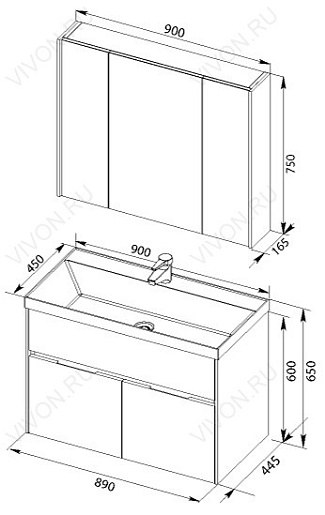 Aquanet Мебель для ванной "Латина 90" (179840) – фотография-2