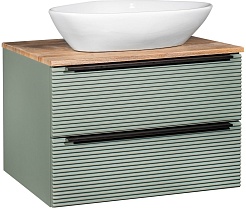 Runo Тумба с раковиной Орлеан 70 Terzo подвесная зеленая/дуб натуральный – фотография-1