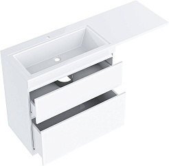 Vivon Тумба с раковиной под стиральную машину Donna 150L 2 ящика напольная белый глянец – фотография-7