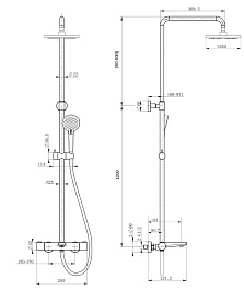 Paini Система душевая Nove 09YO687THD250F3D110 с термоcтатом, фиксированный излив, черный – фотография-3