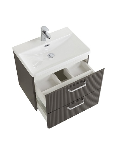 BelBagno Тумба с раковиной Due 50 подвесная Оружейная сталь ручки Белые – картинка-7