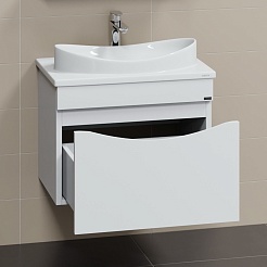 СанТа Тумба с раковиной-столешницей Сатурн 70 подвесная белая – фотография-3