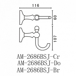 Art&Max Крючок Antic crystal AM-2686BSJ-Cr – фотография-2