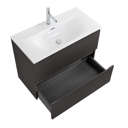 BelBagno Тумба с раковиной Uno mini 80 подвесная Темно-Серый матовый с раковиной BB-8099-3-80 – фотография-6