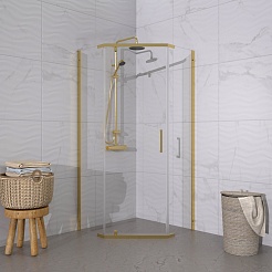 Triton Душевой уголок Дека-Голд 90x90 стекло прозрачное профиль золото – фотография-3