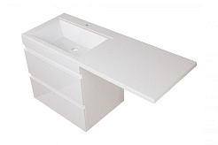 Style Line Тумба с раковиной подвесная Даллас 130 Люкс L, белая PLUS – фотография-5