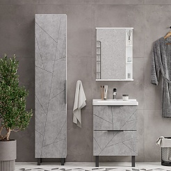 Volna Шкаф пенал Twing 40 белый/бетон – фотография-3