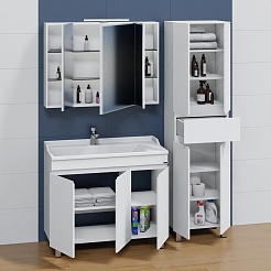 СанТа Мебель для ванной Марс 100 3 дверки белая – фотография-3