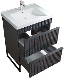 Mixline Тумба с раковиной Окленд 60 графит мрамор – фотография-2