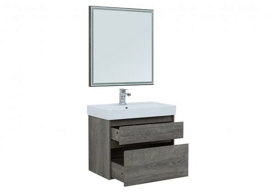 Aquanet Тумба с раковиной Nova Lite 75 2 ящика, дуб рошелье – фотография-2