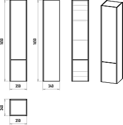 Brevita Шкаф пенал Greenwood 35 L подвесной зеленый матовый/дуб галифакс олово – фотография-6
