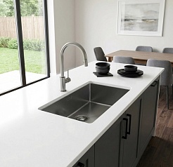 Mixline Мойка подстольный монтаж 53/43 (3,0) выпуск 3 1/2 сатин НАНО декор – фотография-4