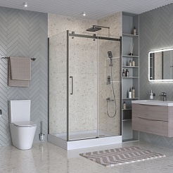 BelBagno Душевой уголок Marino MARINO-2-AH-1-130/100-C-GM 130x100 профиль оружейная сталь стекло прозрачное – фотография-3