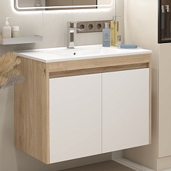 Teymi Тумба с раковиной Netta 80 подвесная дуб/белый – фотография-4