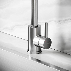 Sancos Смеситель для кухни Stainless с поворотным R изливом нержавеющая сталь SC12001SS – фотография-3