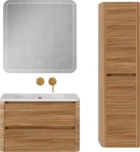 Cezares Тумба с раковиной без отверстия под смеситель Relax 80 подвесная дуб карамельный – картинка-15