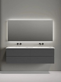 Sancos Тумба с раковиной Folk 160 grey soft раковина Grace 161 с двумя чашами CN7023wx – фотография-4