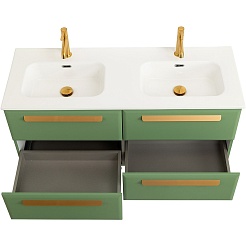 Cezares Тумба с раковиной Eco Cer-N 120 с 4 ящиками фисташковый софт CZR-8095-120-2 ручки сатиновое золото – фотография-4