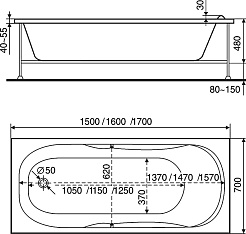 Bas Акриловая ванна Ибица 150x70 с гидромассажем – фотография-4